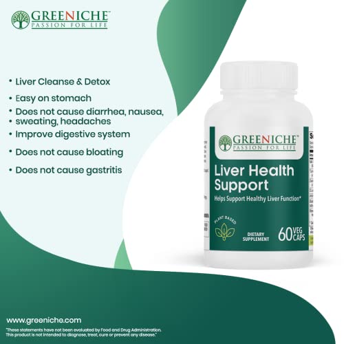 Greeniche Halal Liver Health Support, 60 Caps, Liver Support With Milk Thistle & Turmeric, Helps In Liver Functioning & Digestive Disturbances, Use For Minimum Three Weeks To See Beneficial Effects #TOP3