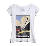 Fabulous T Shirt Femme Col Echancré Paris New York Paquebot Affiche Poster Vintage Voyage Art Deco 30's