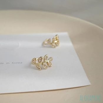 A110 イヤーカフ ゴールド レディース 人気 ピアス 女性 片耳 リーフ イヤーカフ レディース 18K 金属アレルギー対応 ゴールド