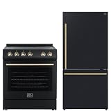 FORNO Espresso 2-Piece Kitchen Package – 30' Electric Range & 31' Refrigerator in Black with...