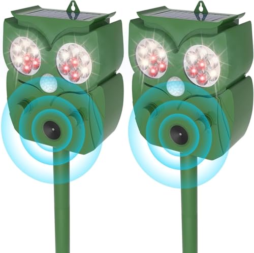 Repulsif Chat Ultrason 2 Pièces,Répulsif Chat Fréquence Réglable pour Repousser Les Chats errants, Pigeons, Cerfs