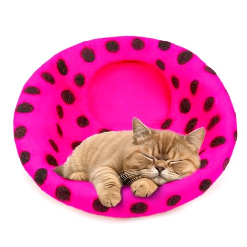 Woolygon Cama de feltro para gato caverna – série de bolinhas – camas de gatinho de lã feitas à mão