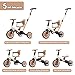 newyoo Toddler Tricycle with Push Handle for 1-3 Year Old, Toddler Bike, Birthday Gift and Toy for Boys and Girls, 5 in 1 Kids Trike, Balance Bike with Backrest and Safety Belt, Khaki, TR007