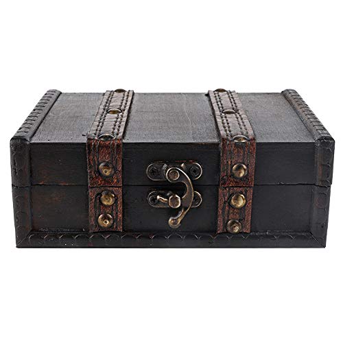 Caja de Almacenamiento de Madera Vintage,Caja de Exhibición Organizadora de Joyas,Cofre Del Tesoro Decorativo Portátil con Cerradura,para Joyas,Objetos Pequeños,Coleccionables,Etc(gris envejecido) Cover