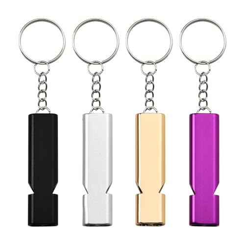Small Cat Dog Training Whistle Outdoor Survival Whistle Equipment Set 4 Pack Police Referee Whistle Keychain Sports Teacher Coach Whistles for Adults Camp Counselor Whistle Keychain