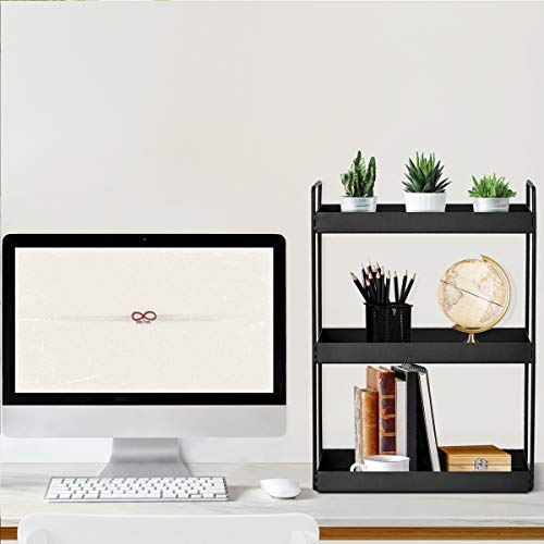 3-Tier Bathroom Countertop Organizer Vanity Tray Cosmetic & Makeup Storage Kitchen Spice Rack Standing Shelf, Black #TOP4