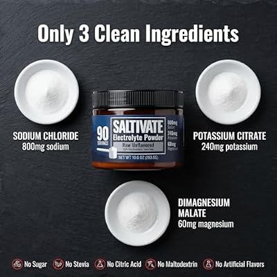 Raw Unflavored Electrolytes | HSA FSA | High Sodium, Potassium, Magnesium | No Sugar, Stevia, Citric Acid or Maltodextrin | Bulk Raw Electrolyte Powder| Made in USA | Makes 90 Servings of 32 Fl Oz