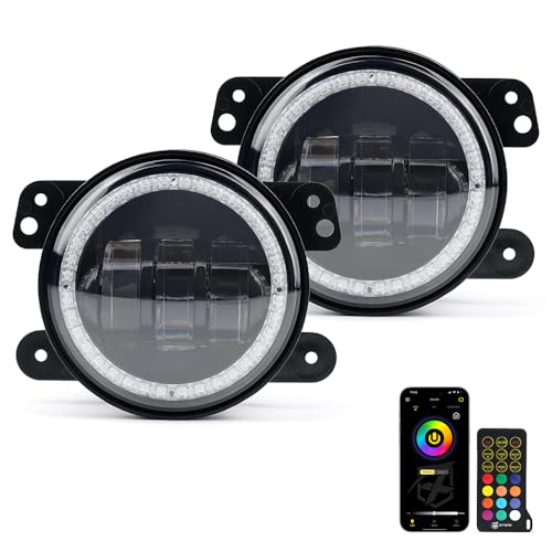Xprite Fog Lights with RGB Halo Angel Ring and Turn Signal Light, IR & Bluetooth...