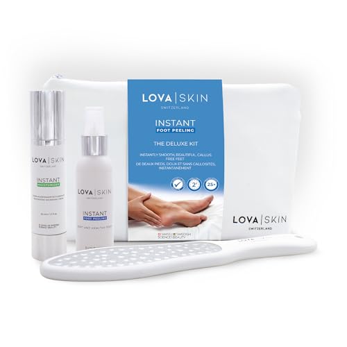 LOVA Skin Instant Foot Peel Deluxe Kit | Foot Callus Remover Spray | Callus Remover for Feet with File & Moisturizer | Pedicure Tools for Feet at Home Spa Care