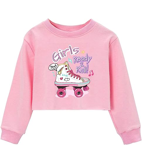 G-Amber Girls Crop Tops for Kids Sweatshirt Funny Letters Long Sleeve Fashion Pullover