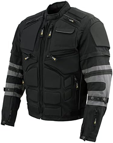 Xelement CF5050 Men's 'Morph' Black and Grey Tri-Tex Armored Jacket with Removable Sleeves - X-Large