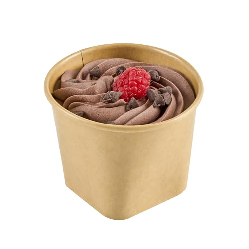 Image of Coppetta 6 Ounce Dessert Cups, 200 Greaseproof Ice Cream Cups - Lids Sold Separately, Square Bottom, Kraft Paper Yogurt Bowls, Disposable, For Sundaes, Mousse Or Puddings - Restaurantware