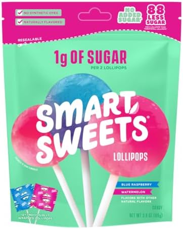 SmartSweets Lollipops, Low Sugar Hard Candy, 3.0oz Bag