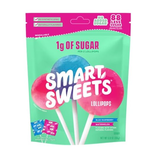 SmartSweets Lollipops, Blue Raspberry & Watermelon Flavors, Hard Candy with Low Sugar (1g), Low Calorie (40), No Artificial Sweeteners, Plant-Based, Gluten-Free, 3oz (Packaging May Vary)