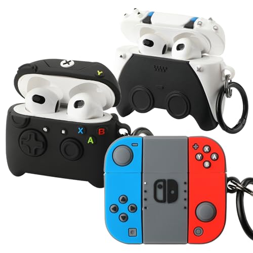 Image of [3Pack] Gedicht for Airpods 3rd Generation Case, Funny 3D Cartoon Game Controller Console Design Silicone Soft Cases for Airpods 3rd Case Cover, with Keychain Kids Women Men for Airpods 3 Case