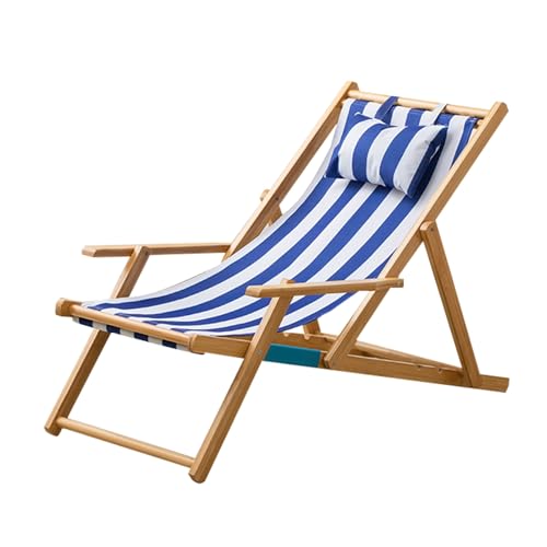 Chaise de plage ergonomique en bois bleu pour votre balcon ou salon de jardin