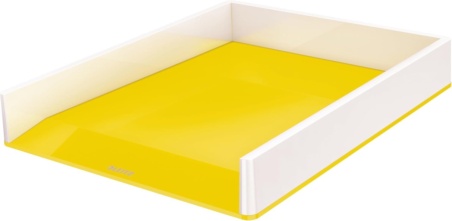 Leitz Bandeja Portadocumentos A4, Blanco/Amarillo, Gama WOW, 53611016