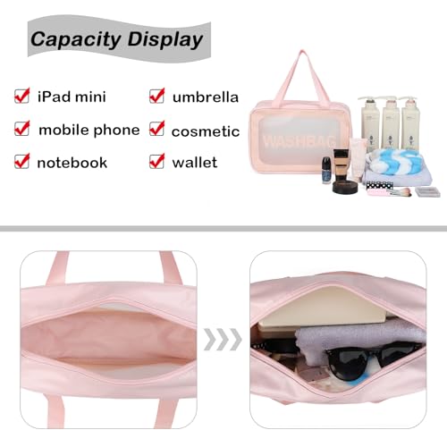 Gladdon Clear Travel Toiletry Bags for Women Clear Purse Bathroom Shower Pouches Makeup Bag Set of 4 Washbags Pink4