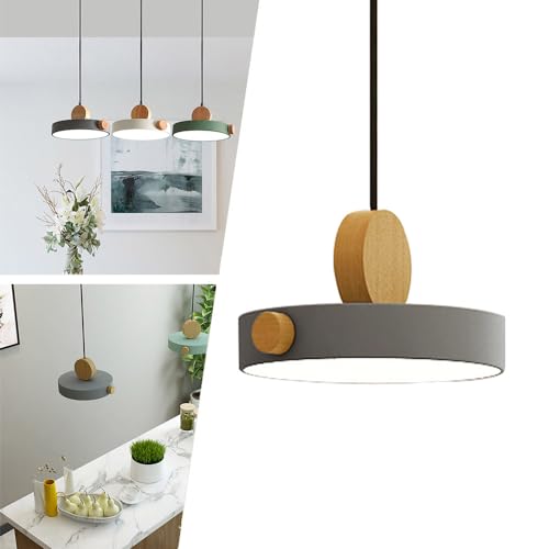 Mengjay Suspension Luminaire Moderne Industrielle métal Lustre Abat-jour,Lampe LED Rond,3 Températures de Couleur,Suspensions Eclairage Pendentif Lumiere...