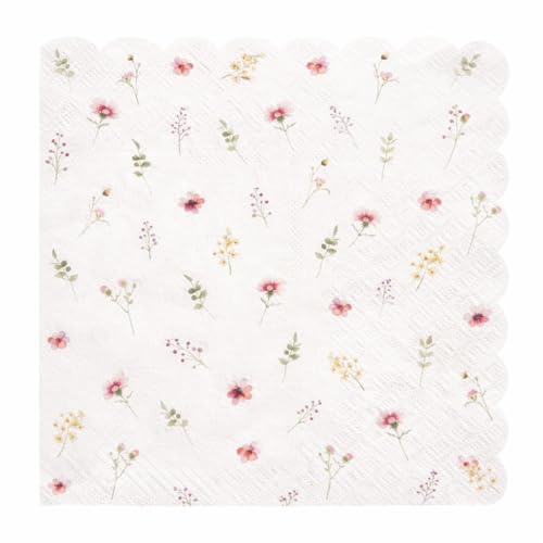 GardenCity Floral Cocktail Napkins 50 Pack Wildflower Paper Napkins Disposable Floral Napkin for Bridal Shower Baby Shower Tableware Party Supplies 3 Ply 5 x 5 Folded 10 x 10 Unfolded