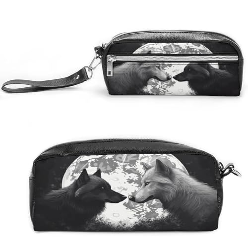 Soporte impermeable para brochas de maquillaje suave con diseño Wolves Love Under The Moon
