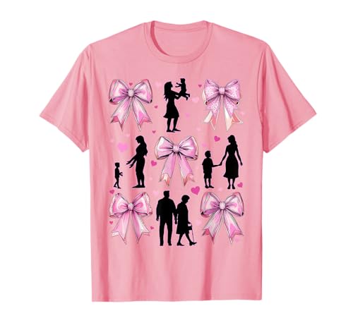 Lazo coquette para el día de la madre, mamá, mamá, mamá, corazón, cinta rosa Camiseta
