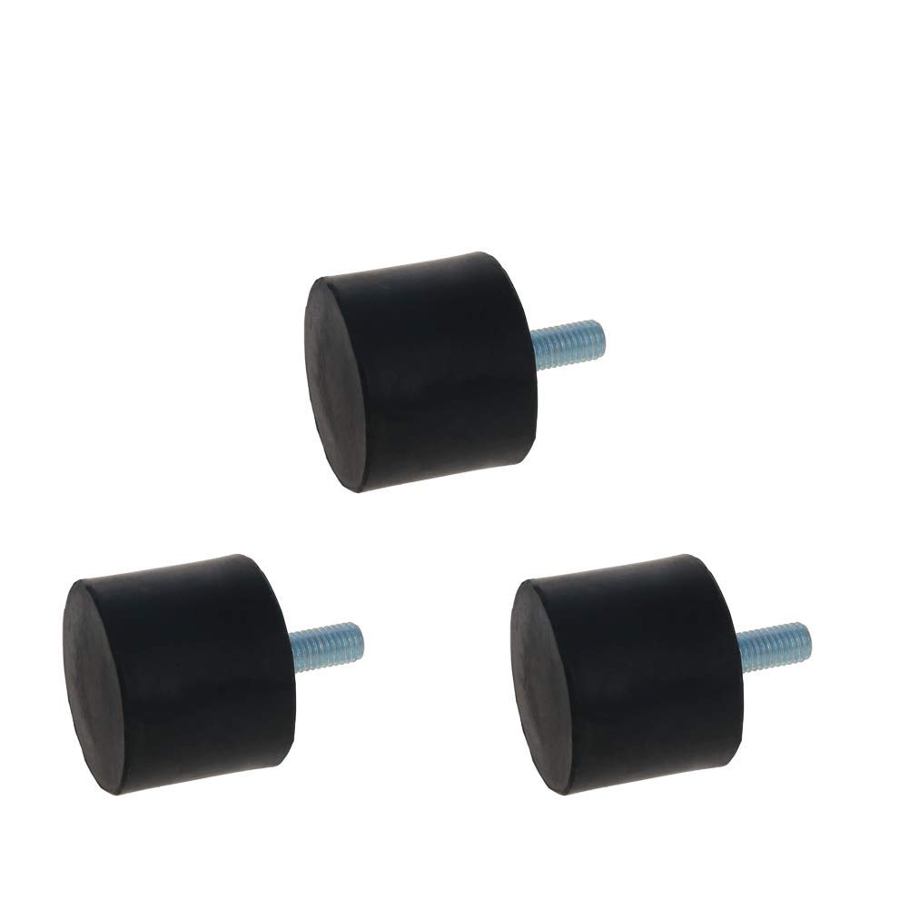 MroMax 3Pcs Shock Absorber 1.97" x 0.79" Cylindrical Shock Absorber with Studs M10x27mm Thread Male Rubber Mounts Isolators Anti Vibration Pads Base Block Black
