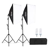 CRAPHY 700W 5500K Photography Studio Soft Box Lighting Kit Continuous Light Equipment for Portrait Video Shooting (20x28