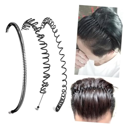 Lurrose 3個 スポーツ用滑り止め波型スパイラルヘアバンド メンズ レディース 長髪 前髪対応 洗顔 運動時に 耐久性アイアンワイヤー使用 シ