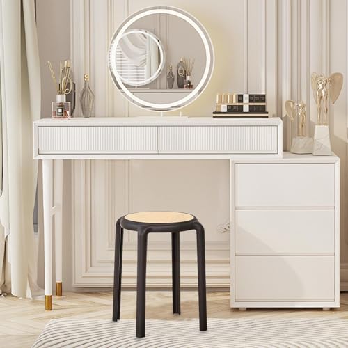 Tabouret empilable en bois nu avec siege rond et structure compacte - 3