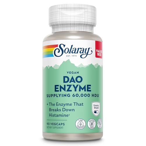 SOLARAY DAO Enzyme - Breaks Down Histamine - 60 000 HDU - Vegan Gluten Free Lab Verified - 90 Servings 90 VegCaps