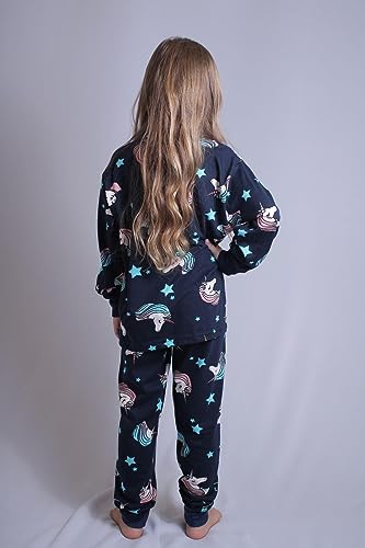 Pijama Algodão Longo Feminino Infantil Cor:Azul;Tamanho:1