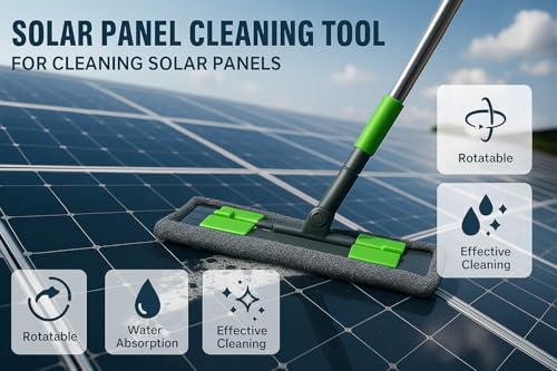 Image of Solar Panel Cleaning Brush with Telescopic Handle - Soft Microfiber Mop for Solar Panels, Windows, Roof - Extendable Pole for Outdoor Cleaning, Scratch-Free & Streak-Free Wash