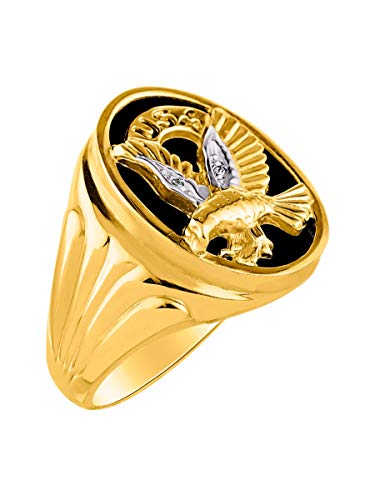 Rylos Men's Patriotic Eagle USA Ring with Diamonds and Onyx, Quartz, or Tiger Eye – Designer Men's Jewelry in Sizes 8-13 in Yellow Gold Plated Silver3