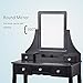 Amooly Vanity Set with Mirror,5 Large Sliding Drawers, Removable Makeup Organizer,Cushioned Stool Dressing Table Vanity Makeup Table Black