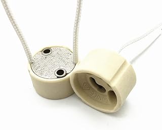 NOAMED Fengyan Lighting Accessories 100pcs/lot Gu10 Lamp Base Ceramic 7cm Long Silicone Braided Wire Beige Pure White