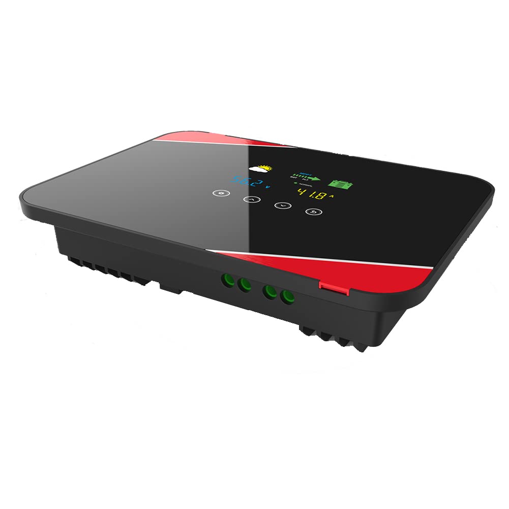 MPPT 30A Solar Charge Controller 12V/24V Max. PV 100V Tempered Glass LCD Solar Panel Regulator for Gel Sealed Flooded User and Lithium Battery Negative Ground(Built-in Bluetooth)