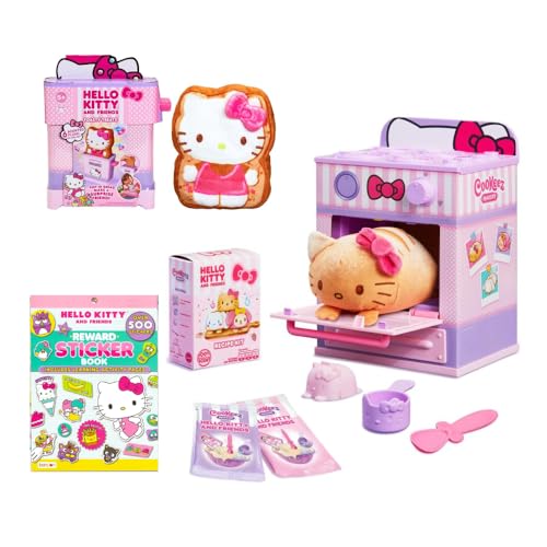 INCREDITOYZ Hello Kitty Cookeez Makery Ultimate Bundle: Interactive Oven & Toasty Treatz Toaster – Scented Mystery Plush Surprise – Includes 500+ Stickers & Activity Book – Bonus Squishies – Ages 5+