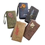 Portefeuille à laniard pour femmes – Bande amovible transformant le tri-fold en wristlet sans mains, idéal pour café, shopping, voyage ou soirée.