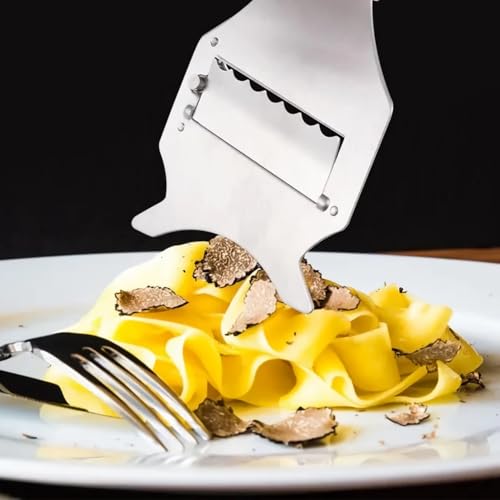 Foto von Trüffelhobel, Verstellbarer Edelstahlhobel Käsehobel, Multifunktionaler Gemüsehobel, für Trüffel, feine Pilze, Parmesan/Radieschen, Hauchdünne Scheiben, Einweihungsgeschenk, Silber