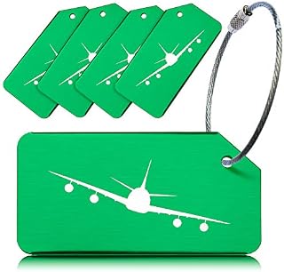 OCTiLUX Luggage Tags for Travel Suitcase Aluminium Aero Design 5 Pack Multicolor