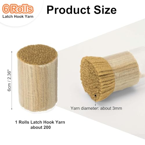 Image of PATIKIL 6 Rolls Latch Hook Yarn, Latch Hook Kit Yarn Precut Hook Rugs Making Crochet Bundles for Latch Hook Rug Adults Beginners Tapestry DIY Craft, Beige Brown