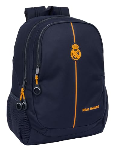 Safta REAL MADRID 2ª EQUIPACIÓN 24/25 - Mochila Escolar Infantil, Ideal para Niños de Diferentes Edades, Cómoda y Versátil, Calidad y Resistencia, 32x16x44 cm, Color Azul Marino