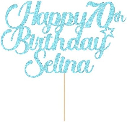 Personalised Happy Birthday Cake Topper Cake Decorations Double Sided Glitter Cake Toppers Custom Gifts for Women Men Friend with Any Age Name on 1st 10th 20th 30th 40th 50th (Rose Gold