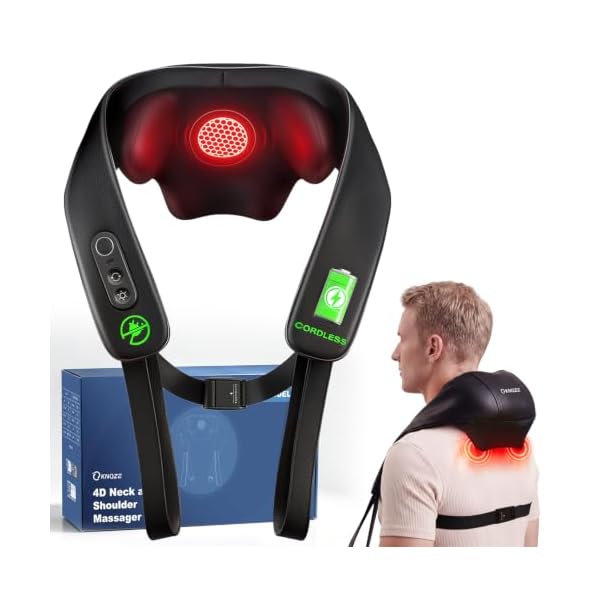 KNQZE Cordless Neck Massager with Graphene Heating & Brushless Motor