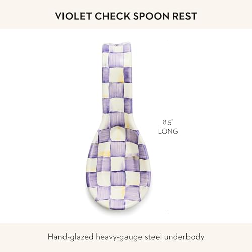 Image of MACKENZIE-CHILDS Enamel Spoon Rest, Purple-and-White Violet Check