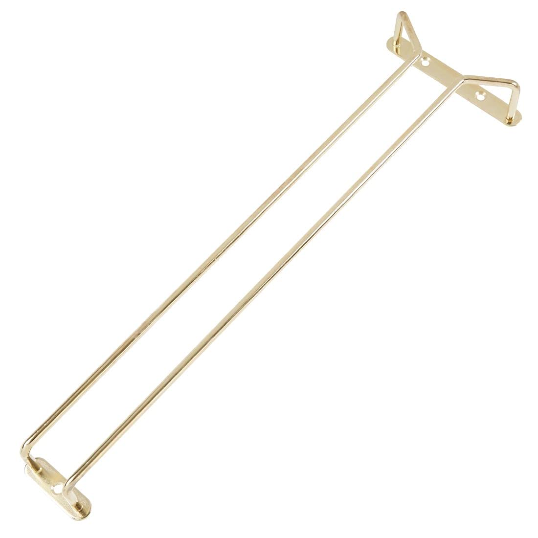 Beaumont Brass Wine Glass Rack Under Shelf 410mm/16 - Ceiling and Undercounter Mountable, Glassware Storage Accessory, Ideal for Bars and Restaurants