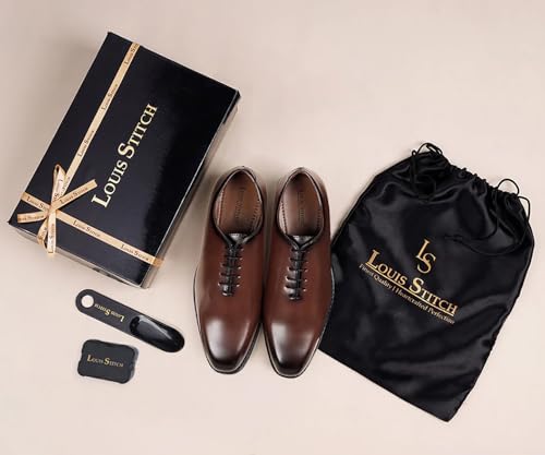 Image of LOUIS STITCH Formal Shoes for Men | Handmade Lace-Up Derby Formal Shoes | Dual Tone Patina Finish | Breathable Lining | Office, Party LSSXWC