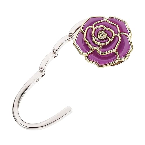 FOMIYES Rose Flower Shaped Handbag Holder Stylish Purple Purse Hook for Tables Non Slip Design Material for Office Cafe and Restaurant Use
