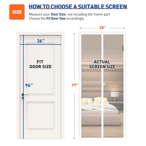 Image of MAGZO Screen Door Mesh Fits Door Size 36 inchx 96 inch, Hands-Free Mesh White